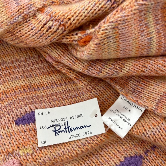 NWT Canessa cashmere fringe Psychedelic cardigan in seahorse - Picture 3 of 6